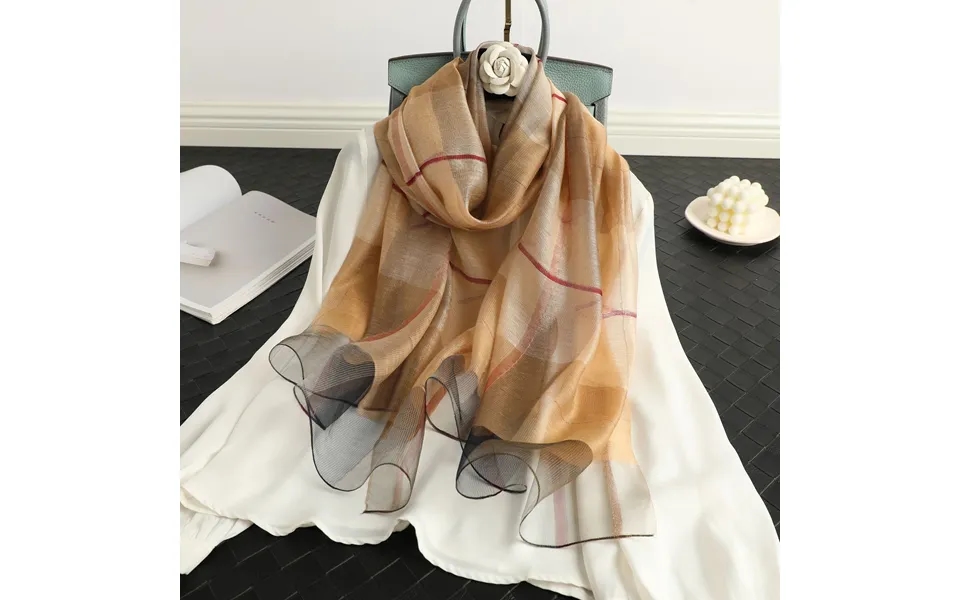 New Plaid Silk Scarf Women's Autumn And Winter Version All-match Mulberry Silk Shawl Silk Wool Scarf Long Dual-use Scarf