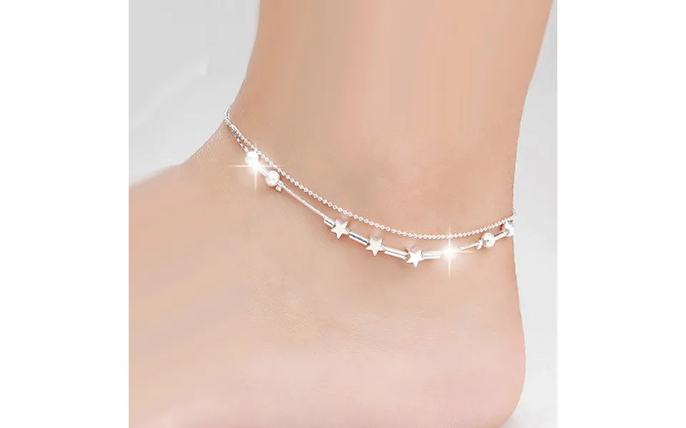 Silver Color Stars Anklet Double Layer Silver Plated Charms Ankle Bracelet Jewellery Anklets For Women Foot Jewelry