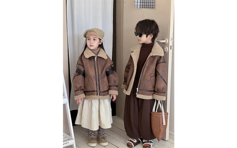 Winter Children's Fur One Lamb Fur Coat For Boys And Girls Suede Thermal Jacket Tide