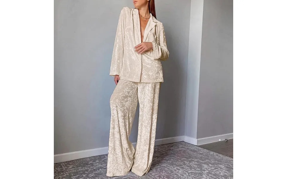 Women's Clothing Gold Diamond Velvet Pajamas Long Sleeve Trousers Two Sets Warm Thick Velvet
