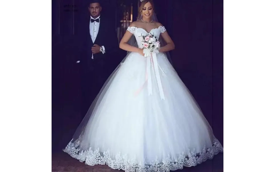 Women's European White Wedding Dress Lace Applique Prom One-shoulder Bridal Dress Mid-waist Strappy Wedding Dress Bridal